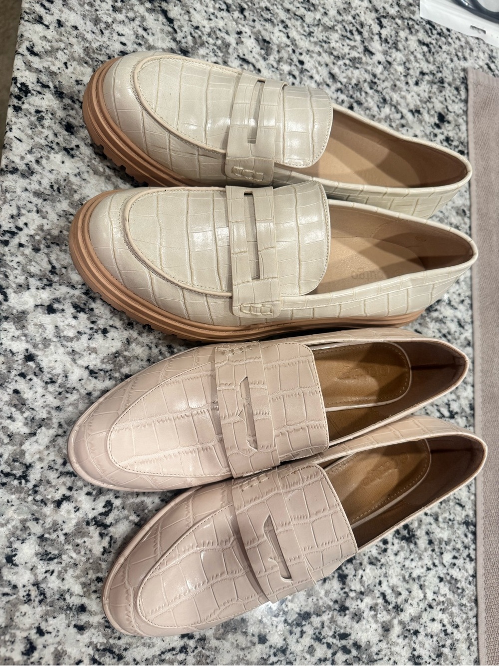 Boudle 2 women’s Croc-Embossed Penny Loafers in Beige/Cream
